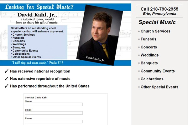 Singer and Musical Performing Artist - Erie, Pennsylvania